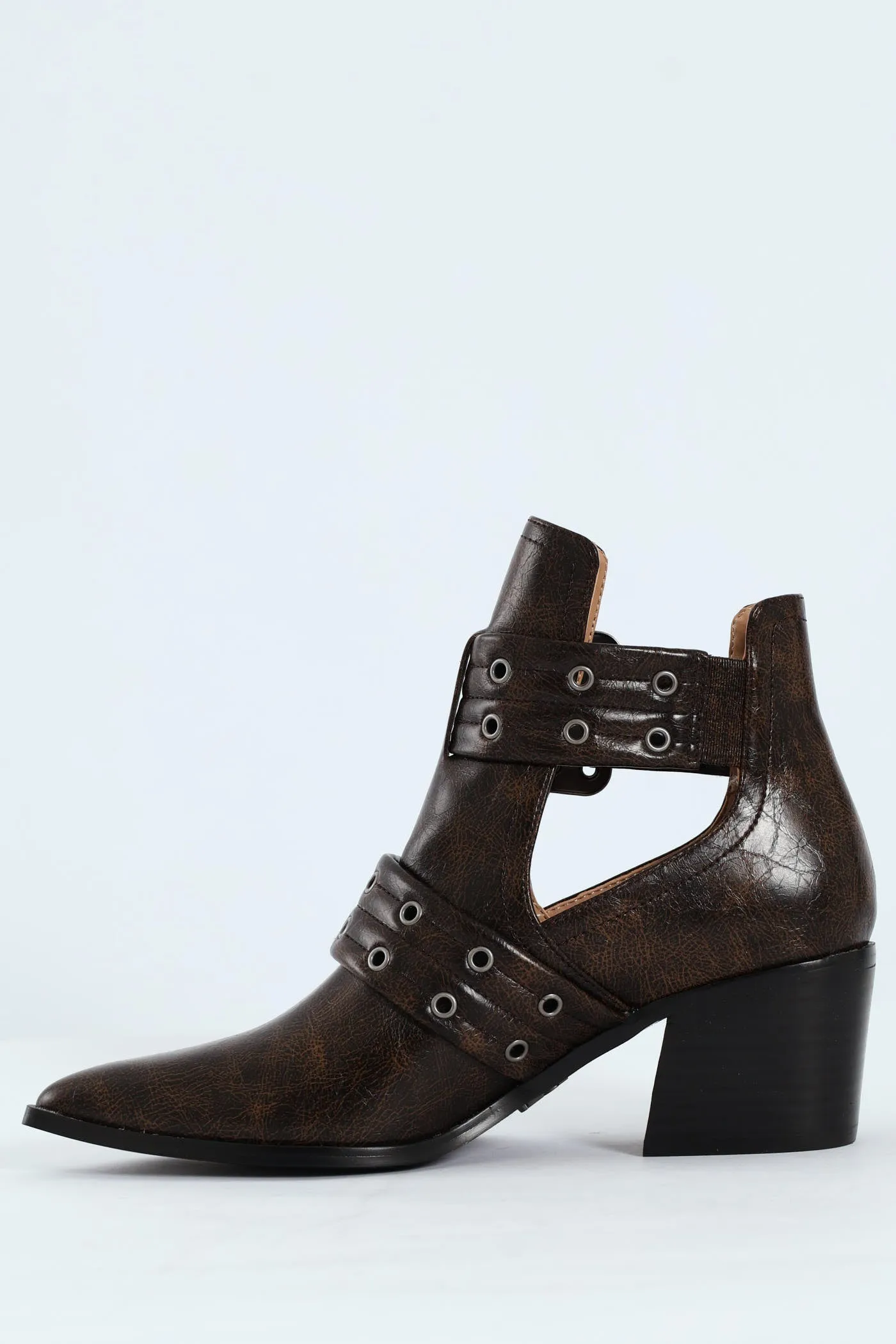 Giustine Pointed Toe Double Buckle Heeled Boot - Brown sold by Edgars product image thumbnail 4