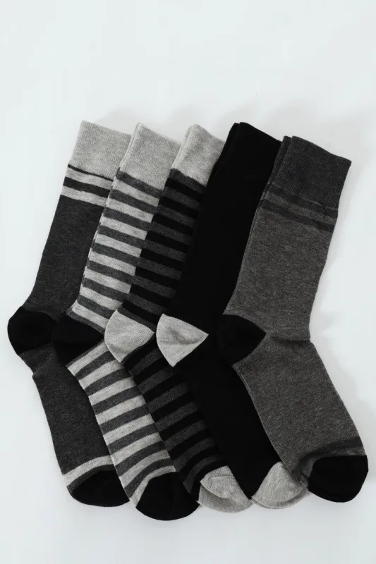 5 Pack Fashion Anklet Socks - Grey/Black sold by Edgars