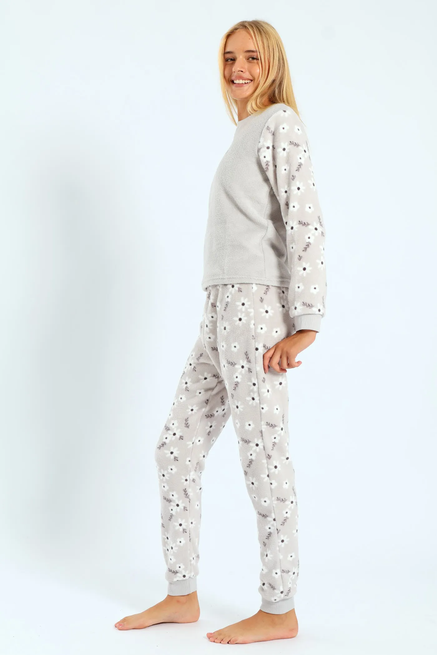 Girls Embroidered Bunny Print Sleep Set - Grey sold by Edgars product image thumbnail 3
