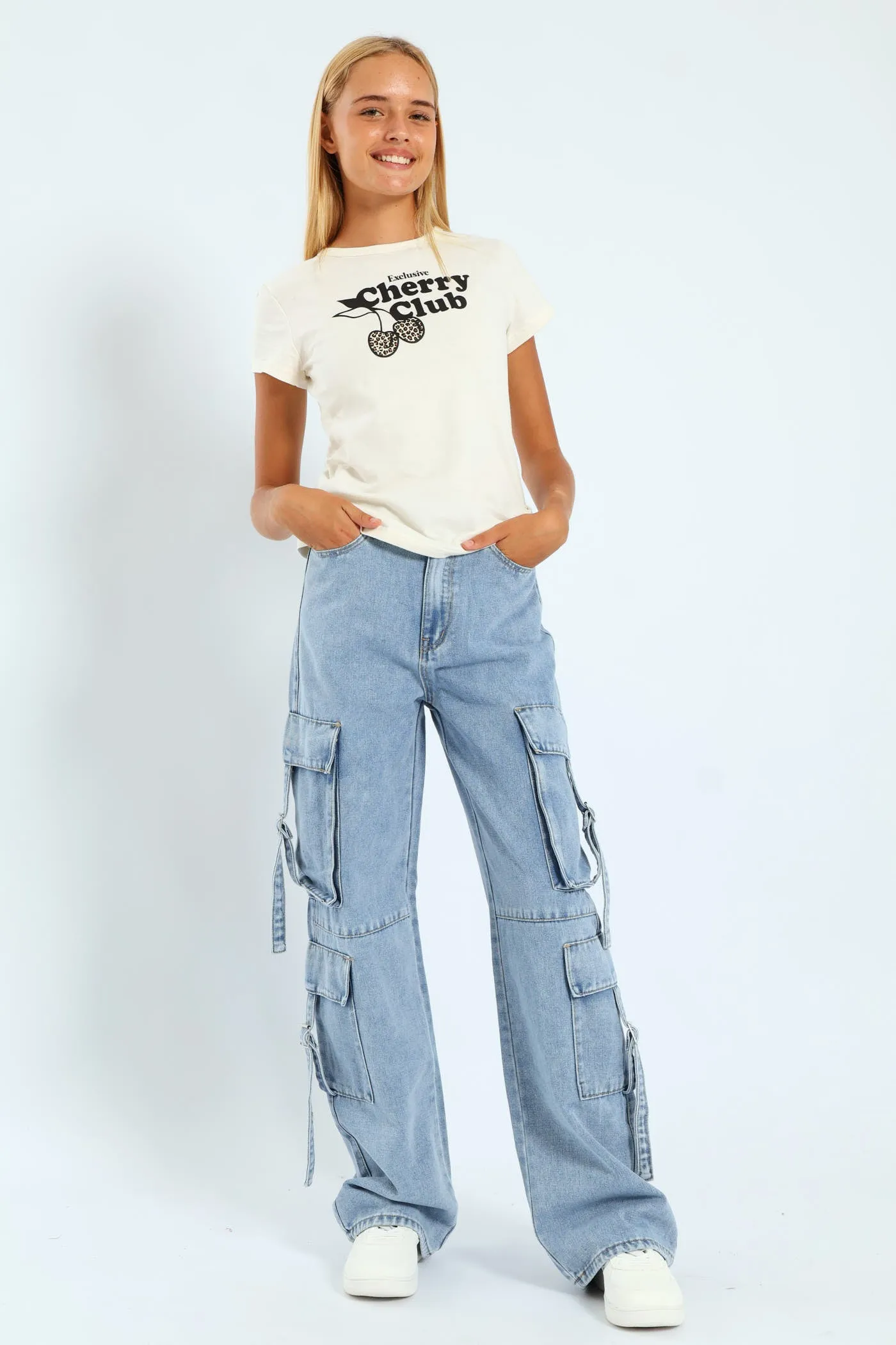 Girls Cargo Straps Denim - Light Blue sold by Edgars product image thumbnail 5