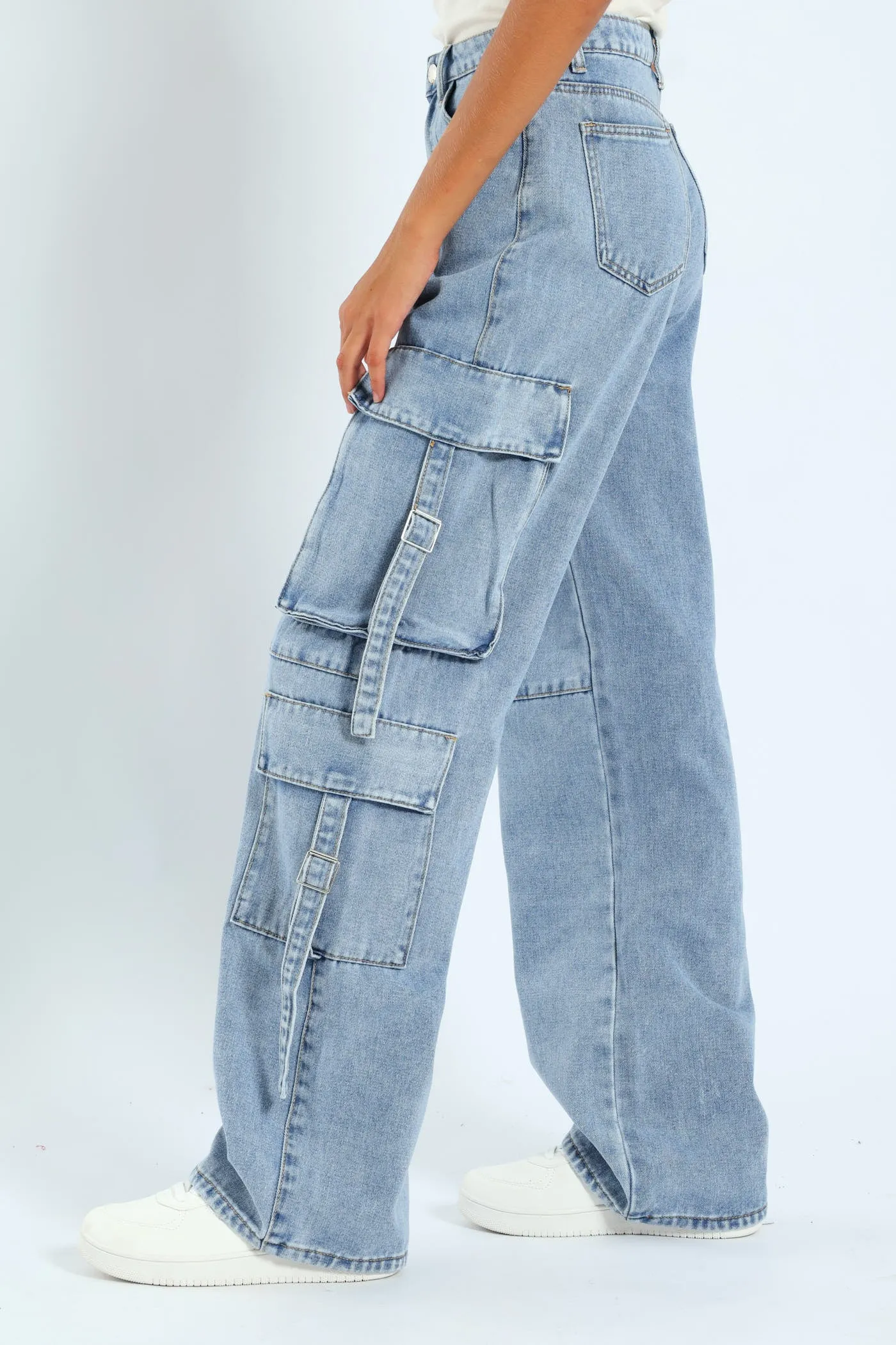 Girls Cargo Straps Denim - Light Blue sold by Edgars product image thumbnail 3