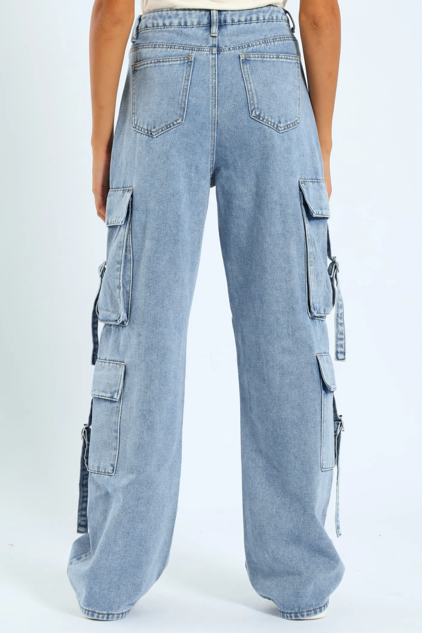 Girls Cargo Straps Denim - Light Blue sold by Edgars product image thumbnail 4