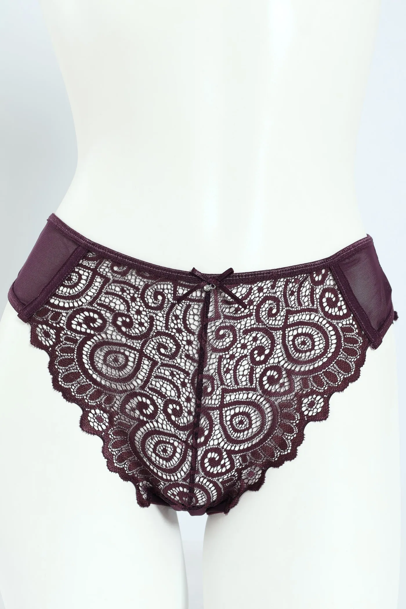 Lace & Mesh Brazilian Panty - Plum sold by Edgars
