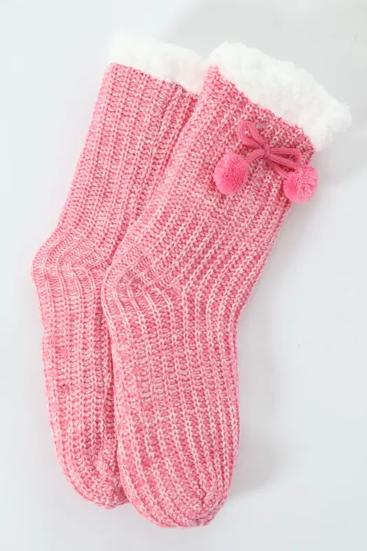 Cable Knit Bed Socks - Pink sold by Edgars