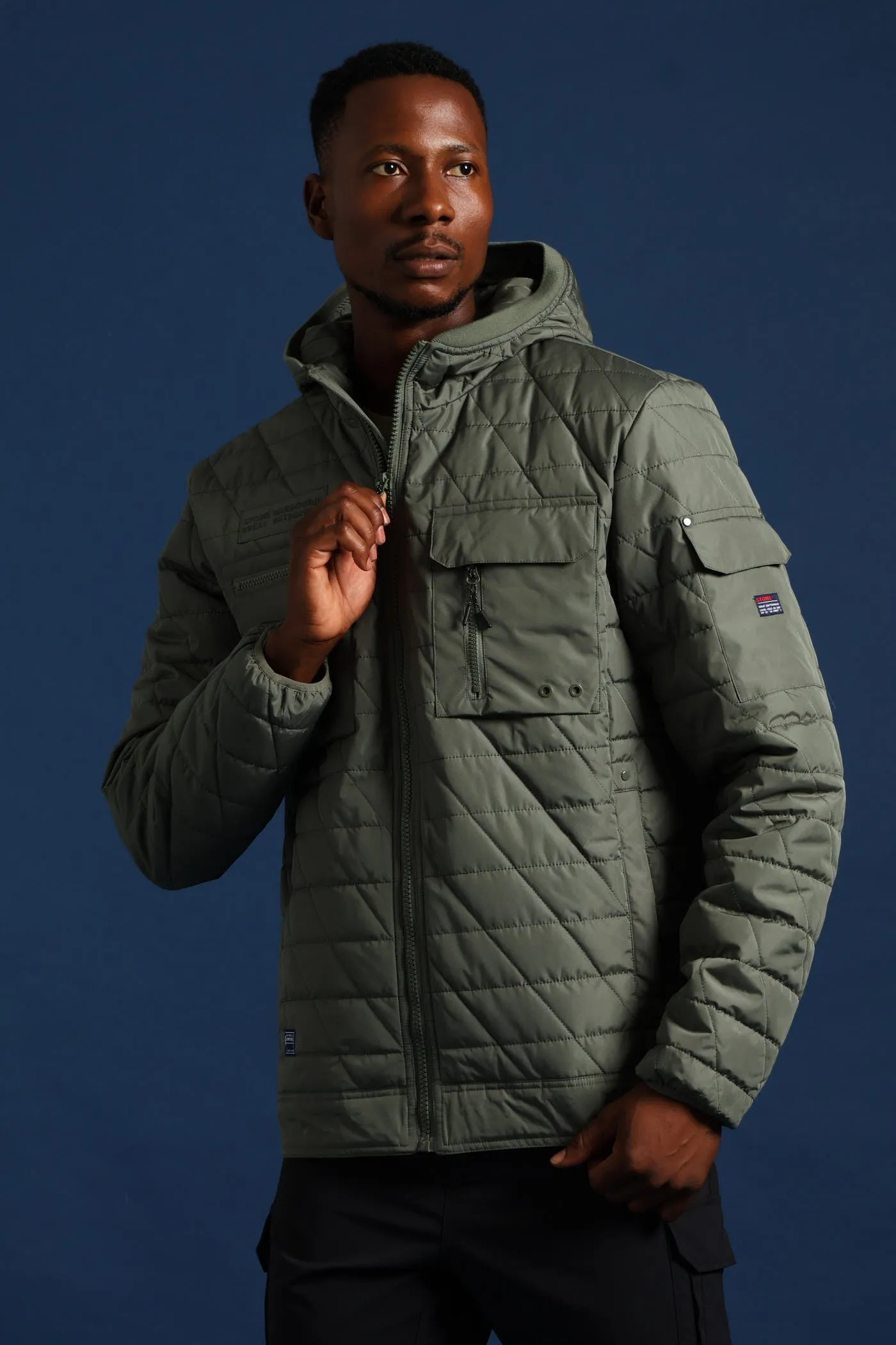 Quilted Utility Jacket - Fatigue sold by Edgars