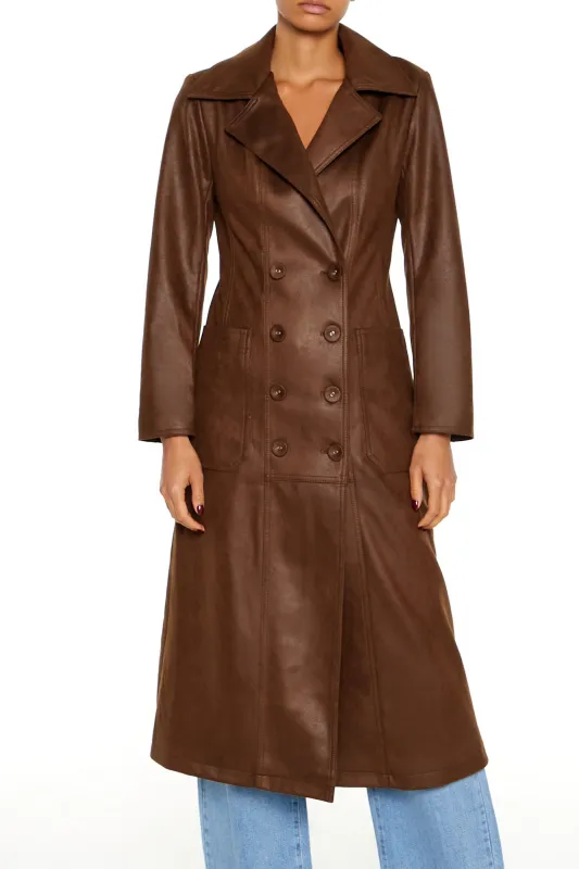 Faux Suede Trench Jacket - Brown sold by Edgars 