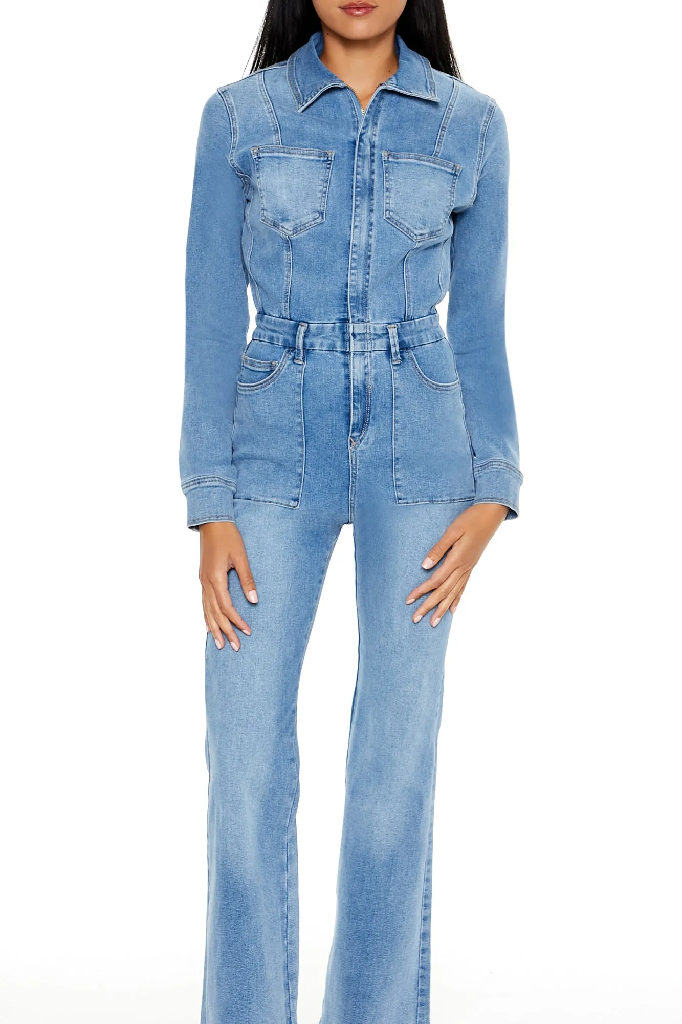 Denim Bootcut Zip-Up Jumpsuit - Mid Blue sold by Edgars product image thumbnail 2