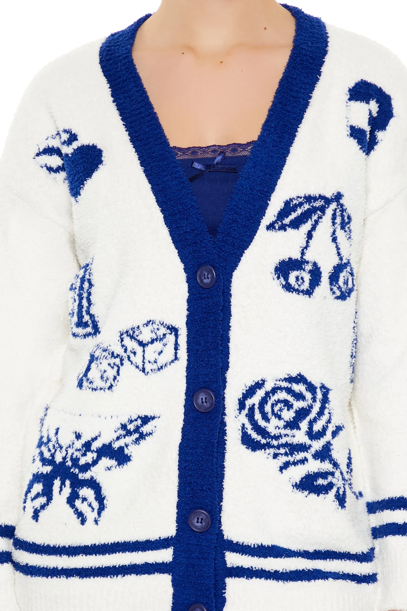 Sweater Cardigan - White/Blue sold by Edgars