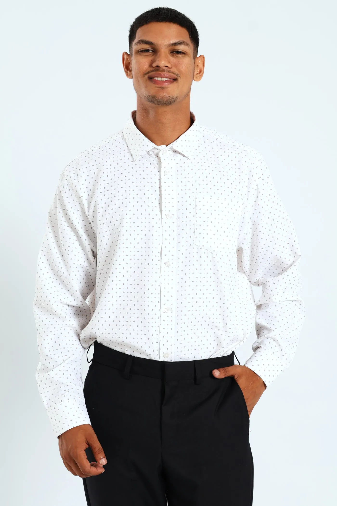 Cluster Spot Textured Shirt - White/Red sold by Edgars