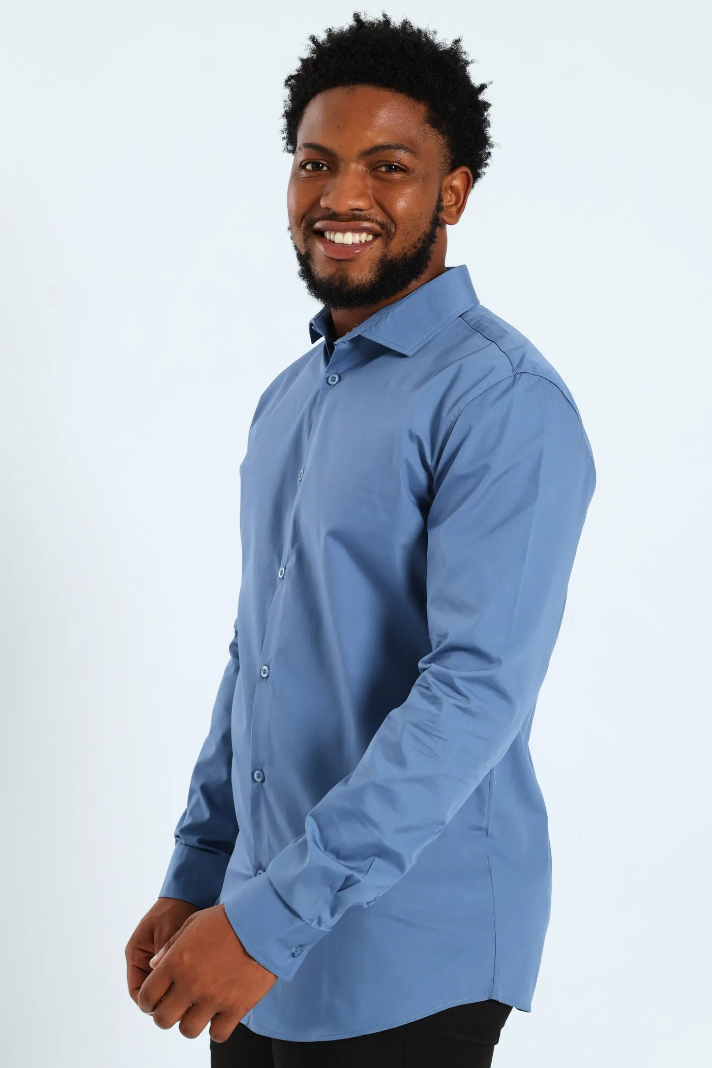 Easy Care Long Sleeve Shirt - Mid Blue sold by Edgars product image thumbnail 3