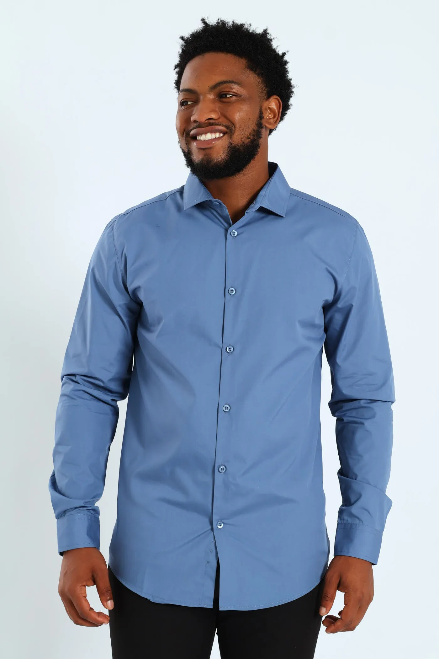 Easy Care Long Sleeve Shirt - Mid Blue sold by Edgars