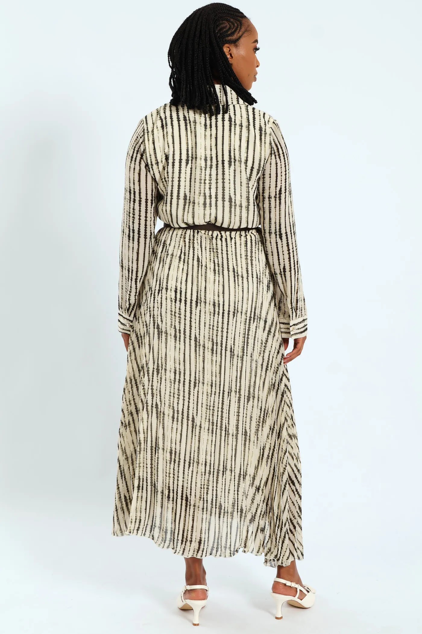 Wide Belted Pleated Shirt Maxi Dress sold by Edgars product image thumbnail 3
