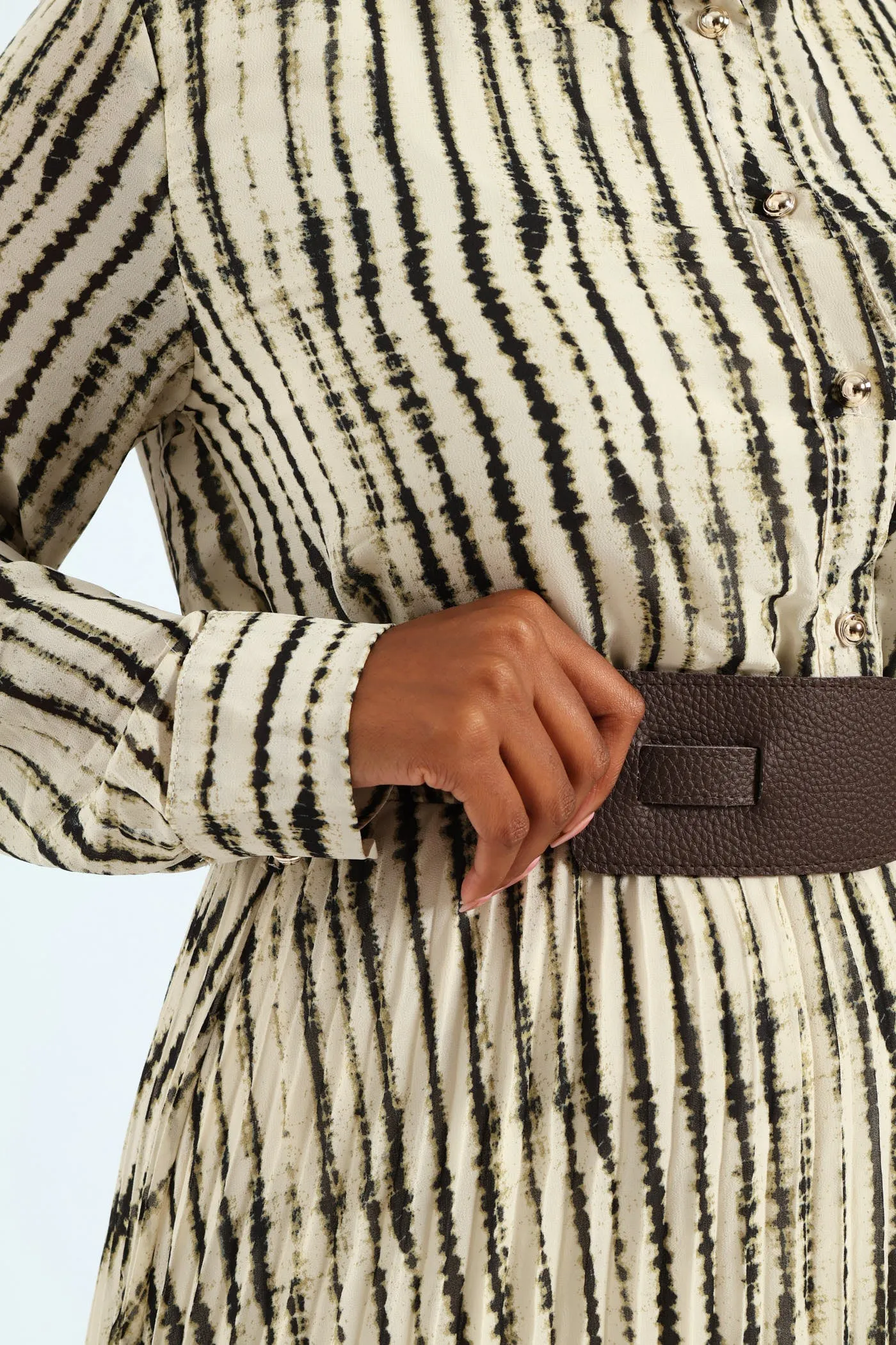 Wide Belted Pleated Shirt Maxi Dress sold by Edgars product image thumbnail 4