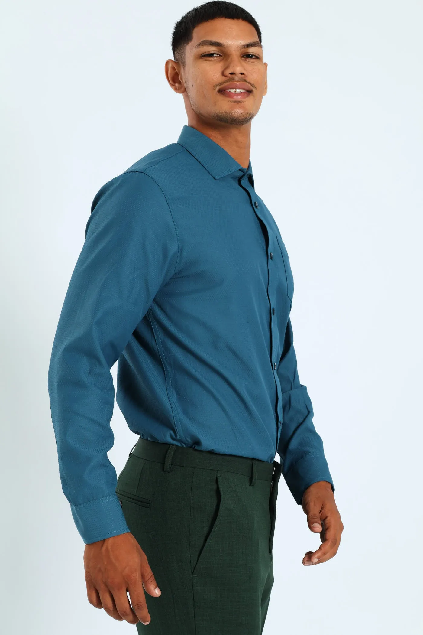 Tonal Textured Spot Shirt - Teal sold by Edgars product image thumbnail 2