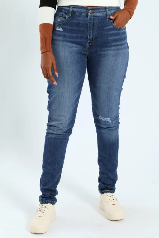 Curvy Hirise Super Skinny Jean - Blue/Black sold by Edgars