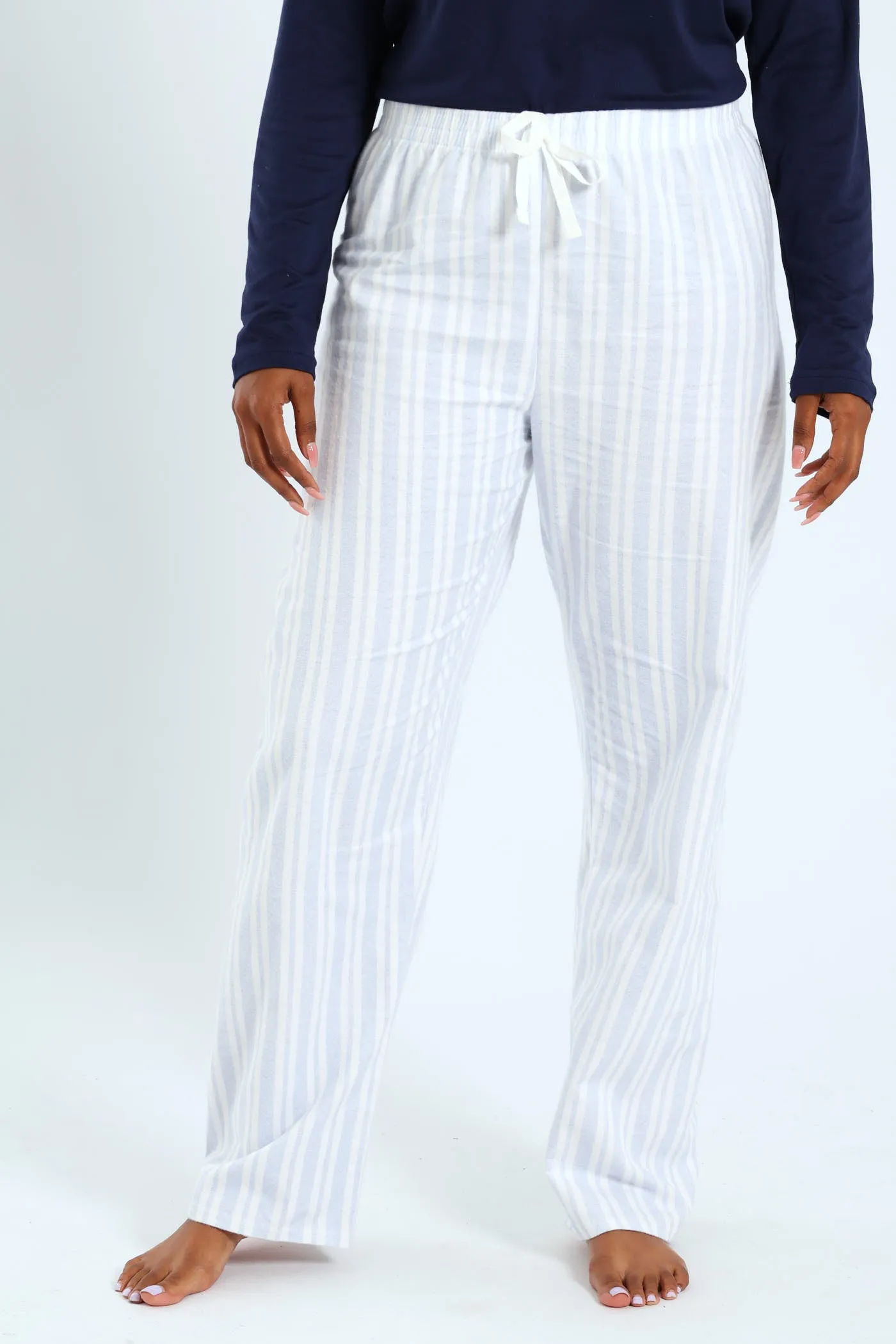 Straight Leg Stripe Flannel Pant - White/Blue sold by Edgars