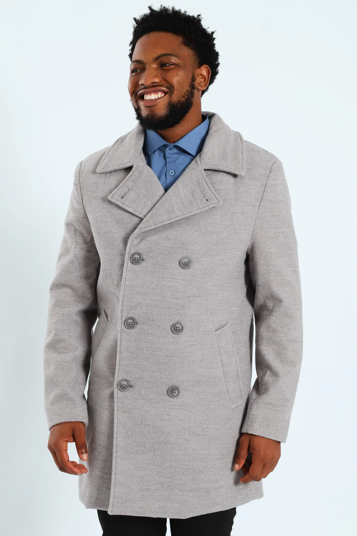 Melton Coat - Grey Melange sold by Edgars