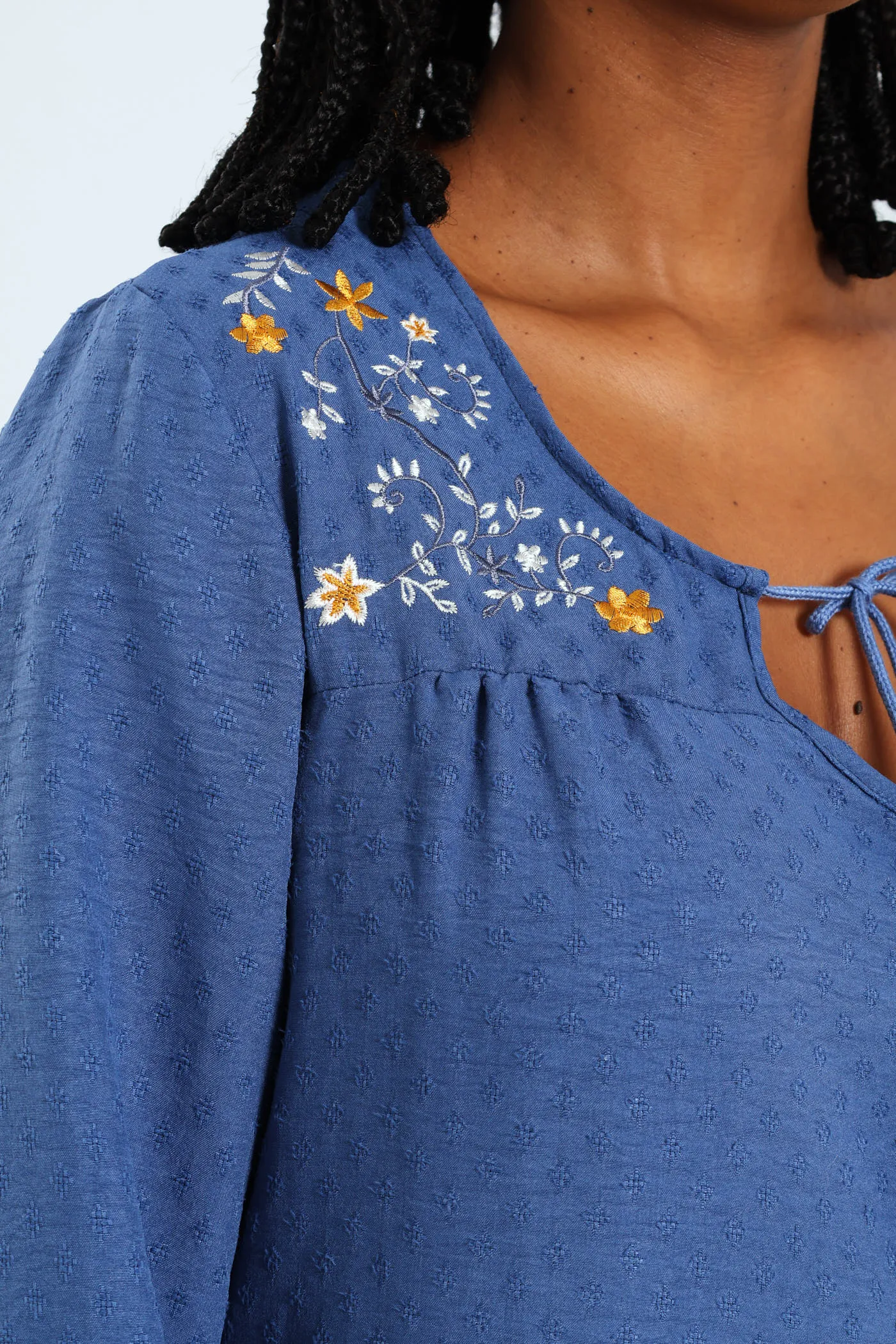 3/4 Embroidered Jacquard Blouse - Mid Blue sold by Edgars product image thumbnail 5