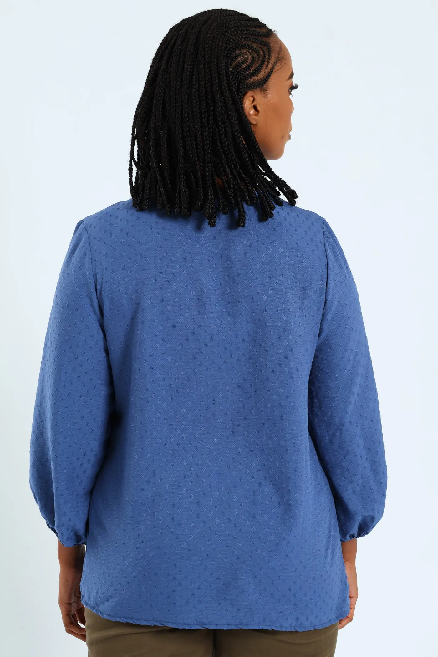 3/4 Embroidered Jacquard Blouse - Mid Blue sold by Edgars product image thumbnail 3