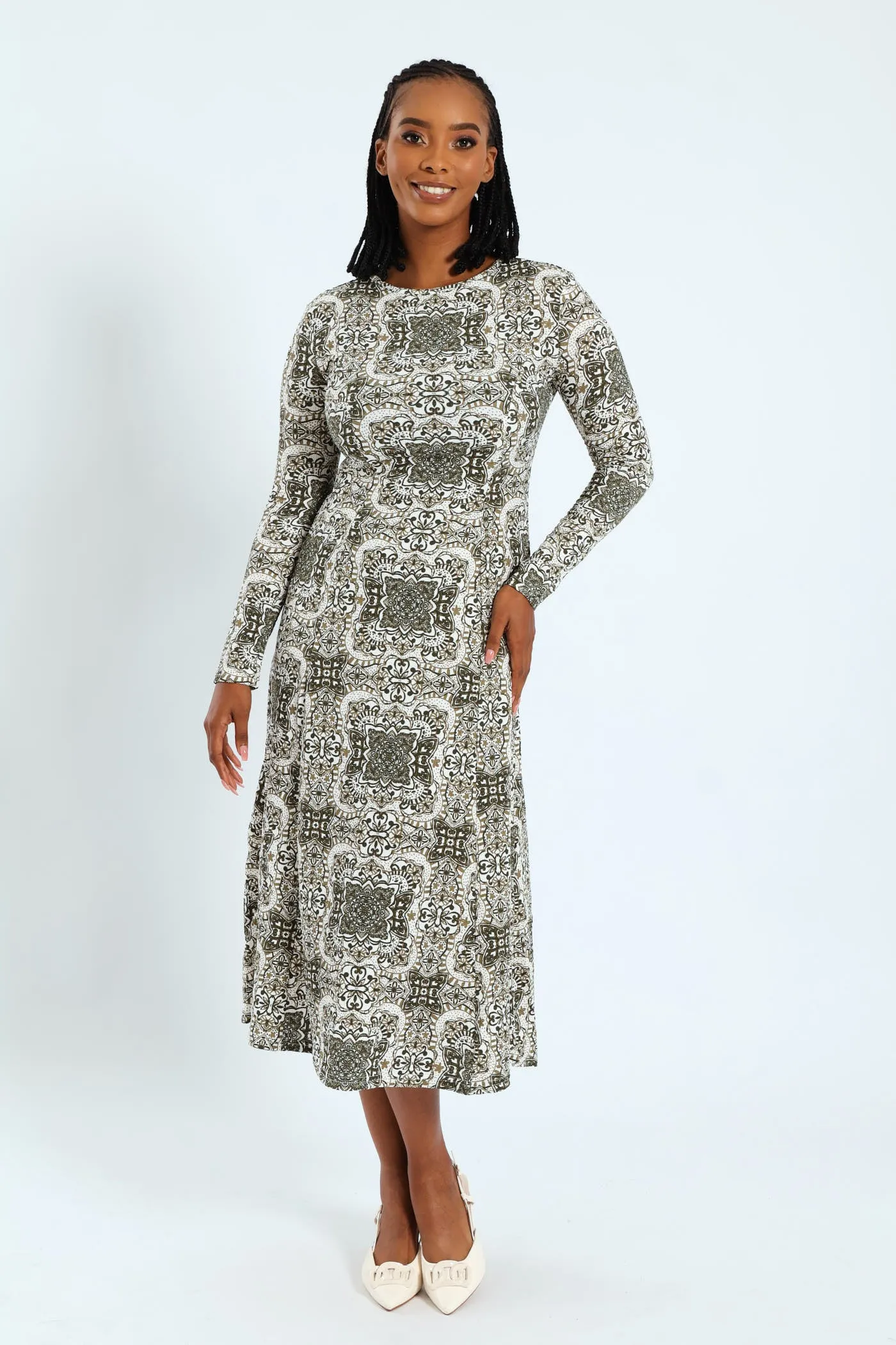 Fit & Flare Panelled Knit Midi Dress sold by Edgars