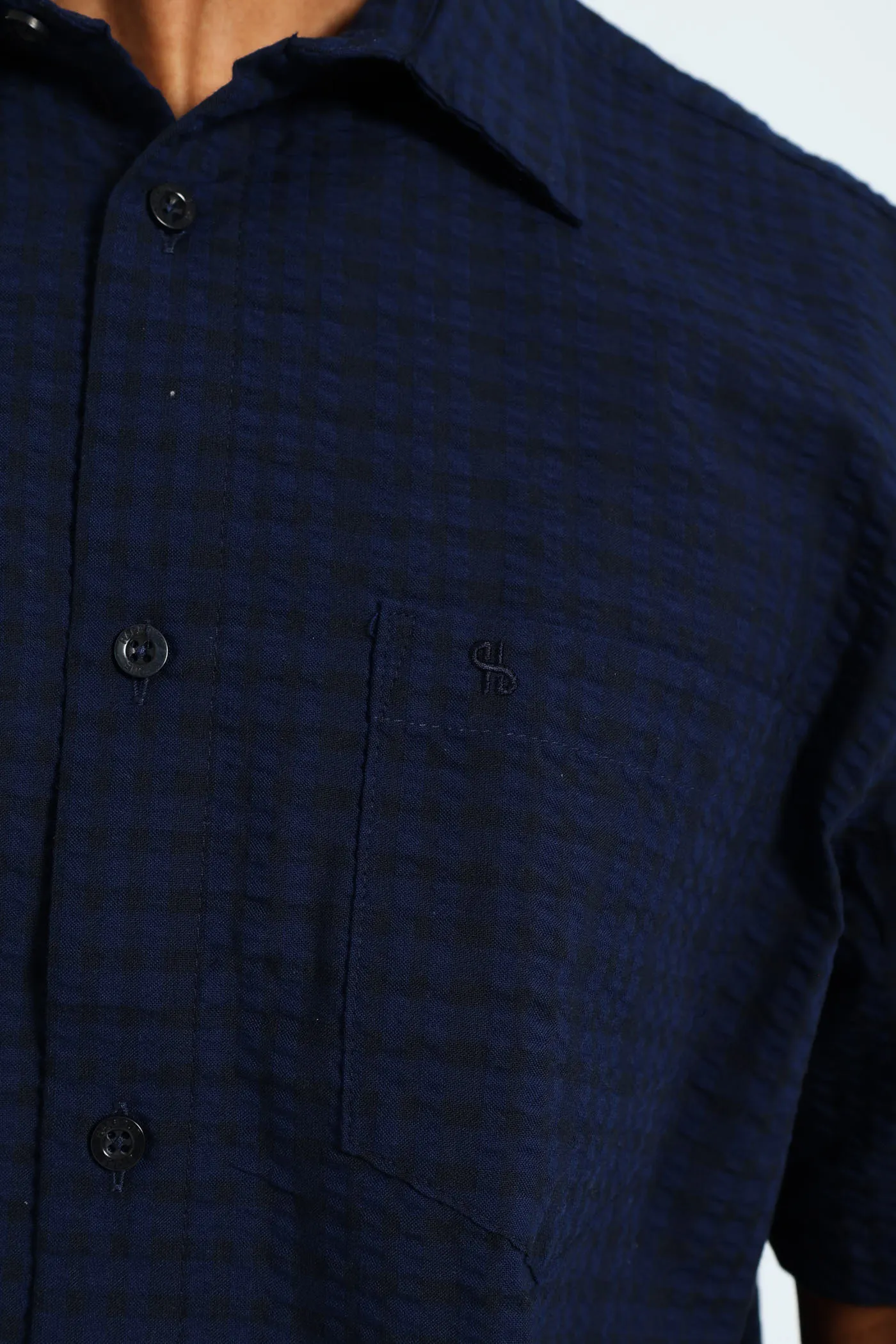 Seersucker Check Shirt - Navy sold by Edgars product image thumbnail 4