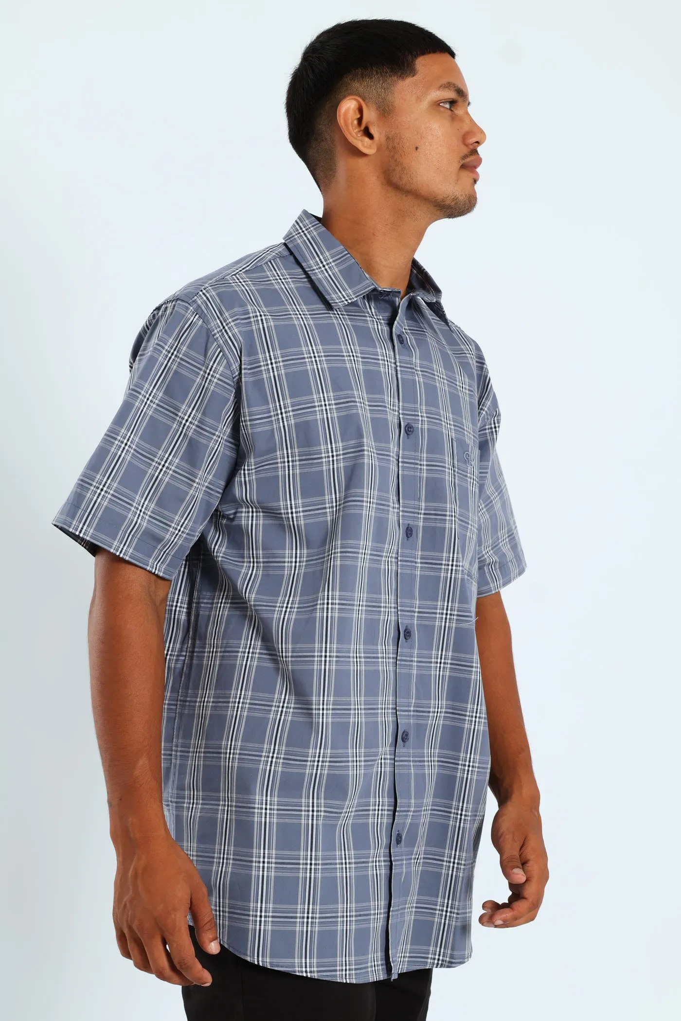 Short Sleeve Check Shirt - Grey/Navy sold by Edgars product image thumbnail 3