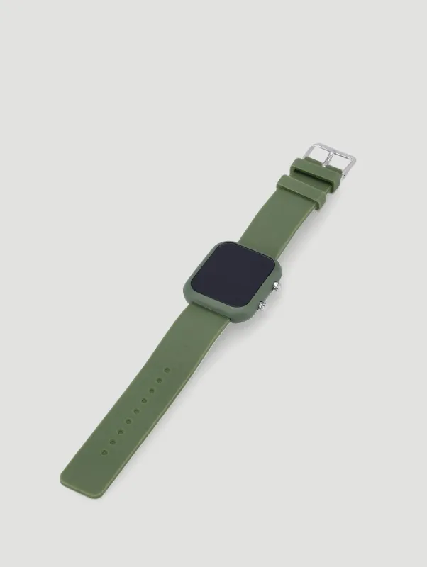 Pre-Boysled Rectangle Watch - Olive sold by Edgars 