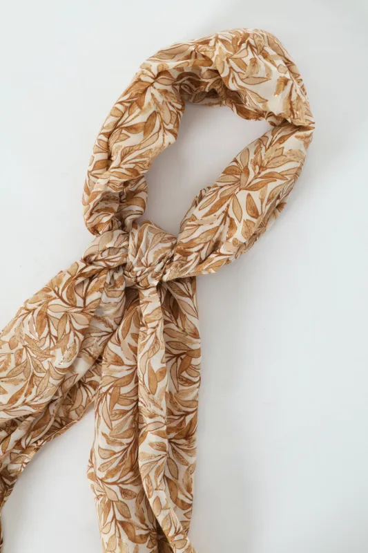 Leaf Print Gold Foil Scarf - Beige sold by Edgars 