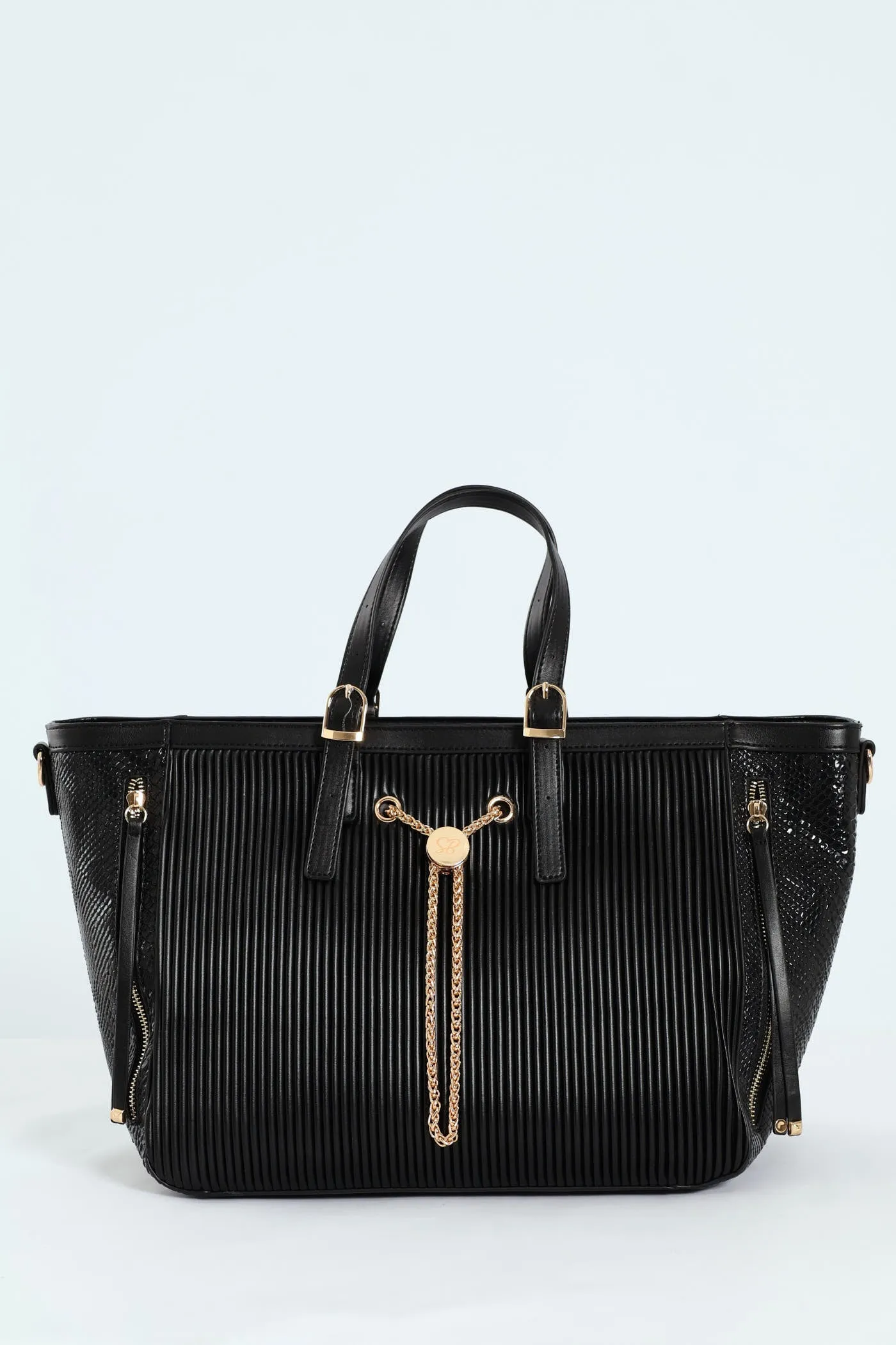 Handbag With Front Chain - Black sold by Edgars