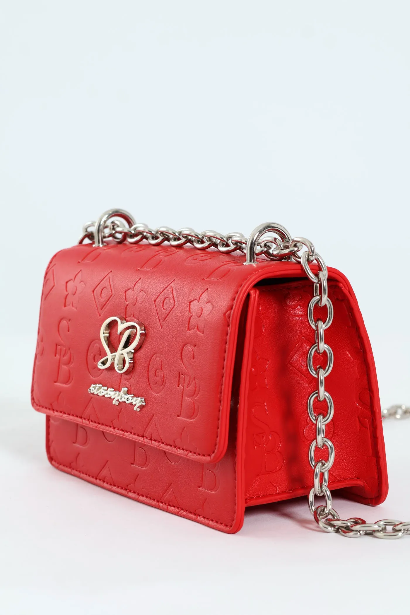 Structured Debossed Crossbody Bag - Red sold by Edgars