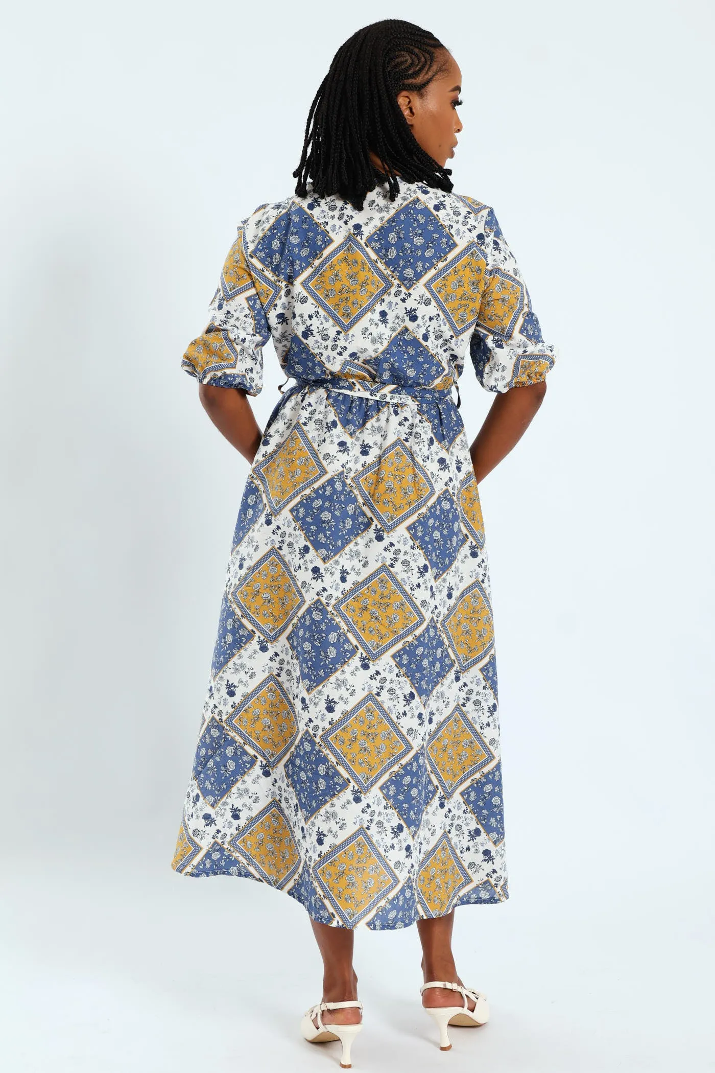 3/4 Sleeve Belted Mock Wrap Midi Dress sold by Edgars product image thumbnail 3