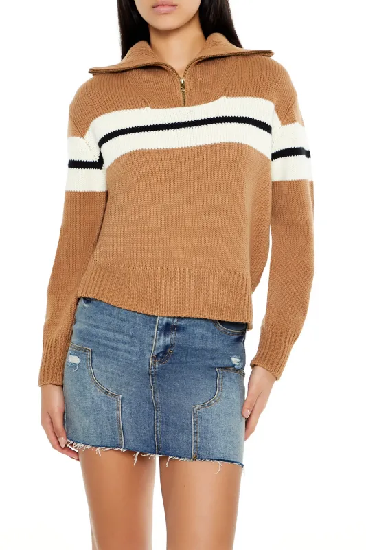Zip Detail Pullover Sweater - Brown sold by Edgars