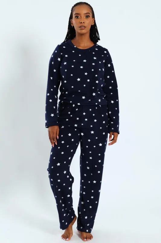 Polar Fleece Stars Sleep Set - Navy sold by Edgars 