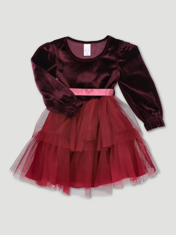 Pre-Girls Occasion Dress - Burgundy sold by Edgars