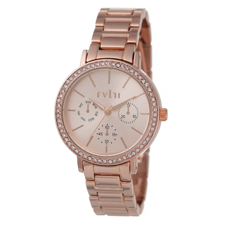 Ladies 36mm Rose Gold Stone Case Watch Set With Bracelet sold by Edgars