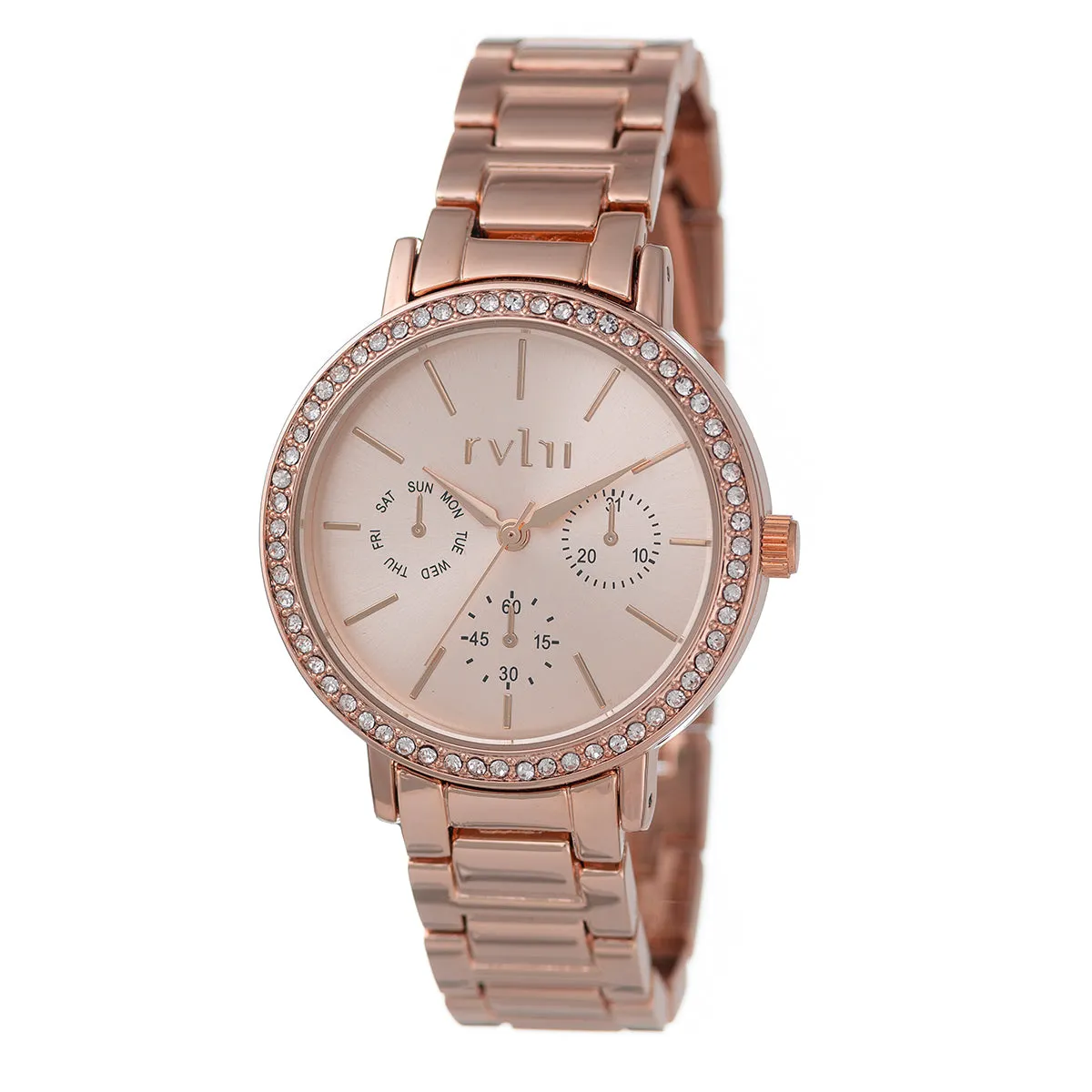Ladies 36mm Rose Gold Stone Case Watch Set With Bracelet sold by Edgars