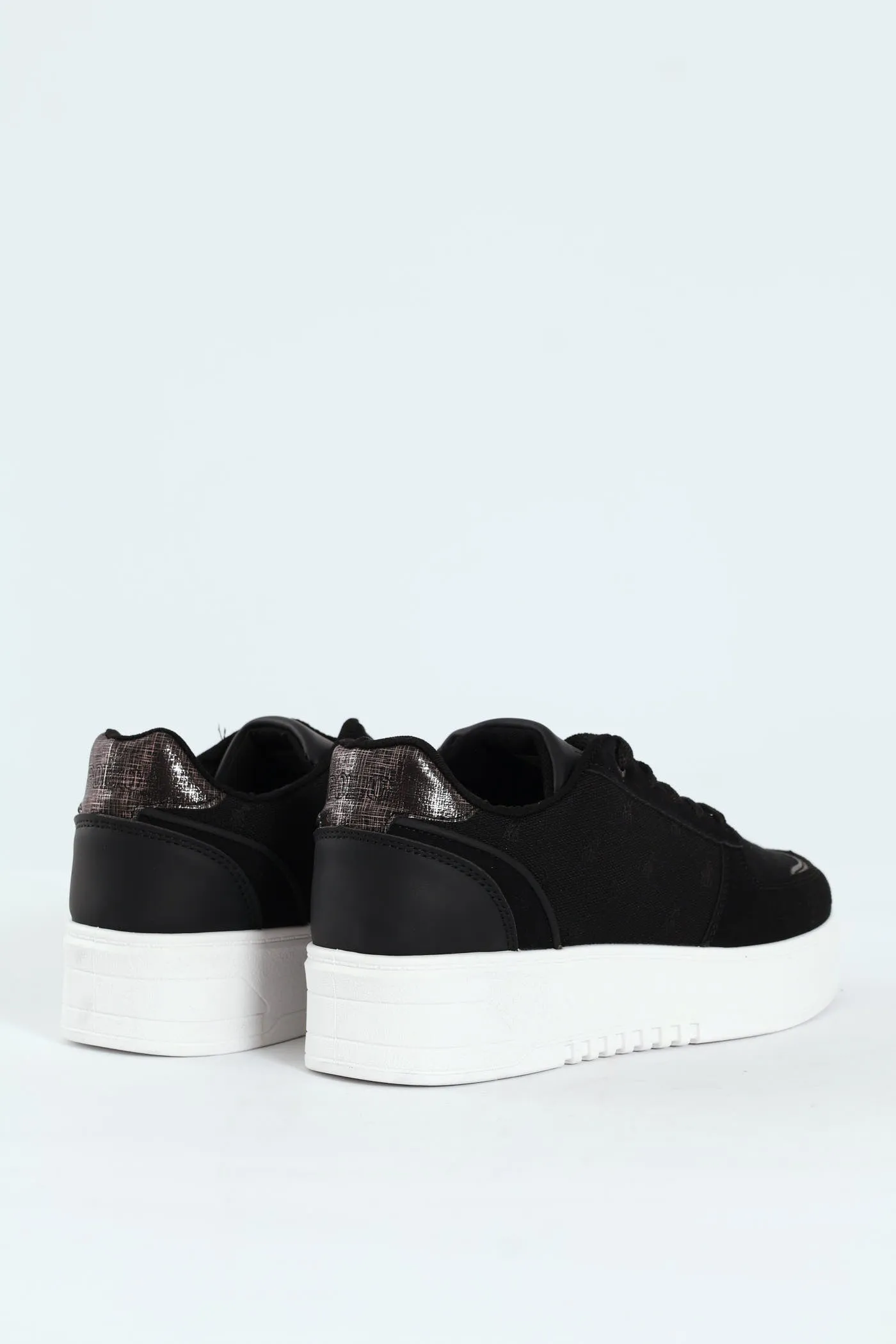 Jacquard Platform Lace Up Sneaker - Black/White sold by Edgars product image thumbnail 3