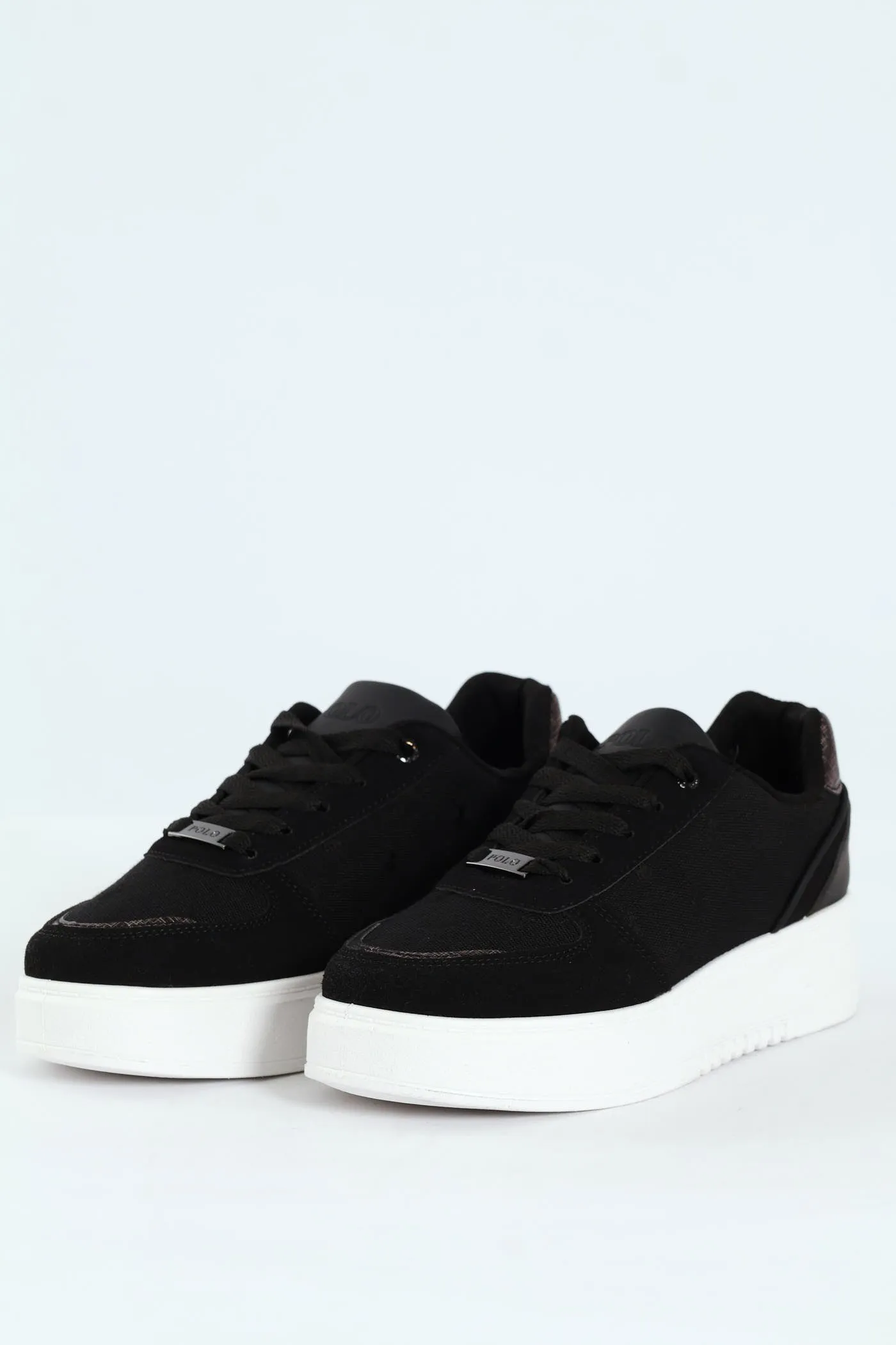 Jacquard Platform Lace Up Sneaker - Black/White sold by Edgars