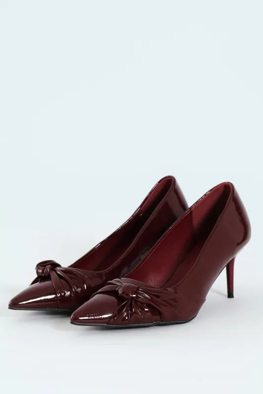 Pointy Twisted Fabric Court Heel - Burgundy sold by Edgars