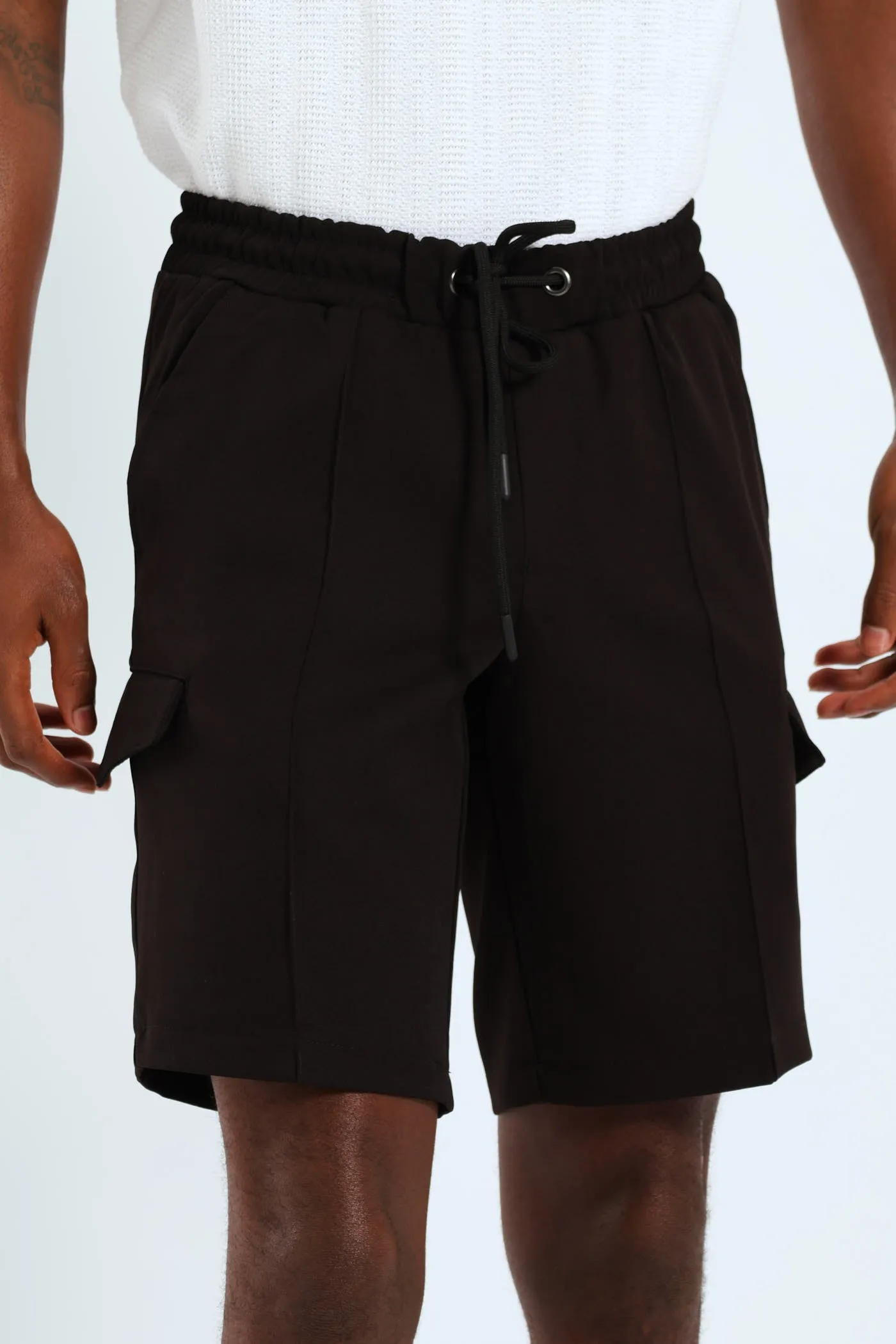 Cargo Pintuck Woven Scuba Shorts - Black sold by Edgars