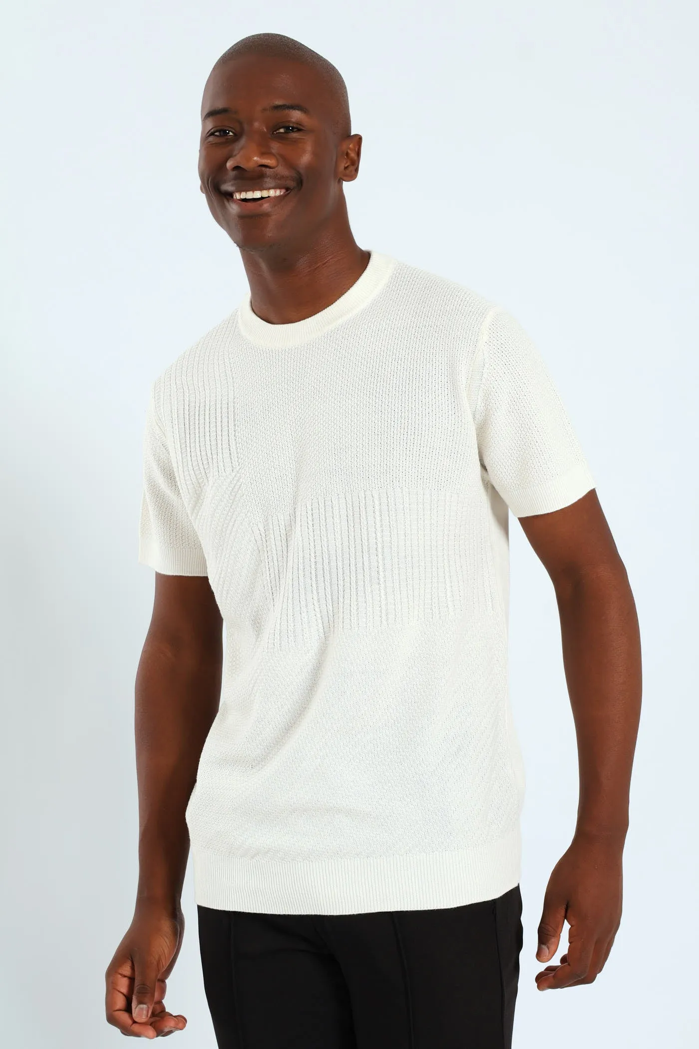Knit Patch Tee - Cream sold by Edgars