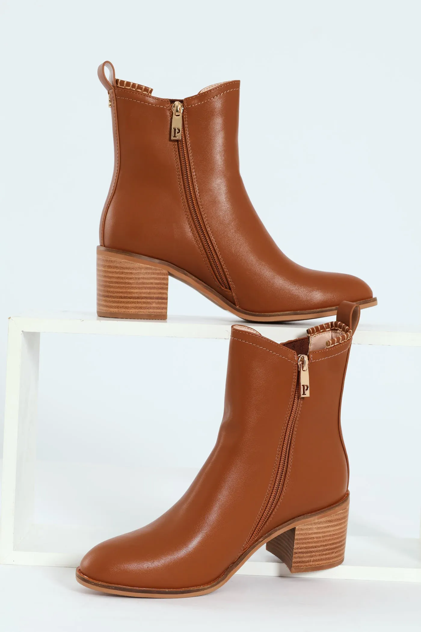 Block Heel Side Gusset Chelsea Boot - Brown sold by Edgars product image thumbnail 3