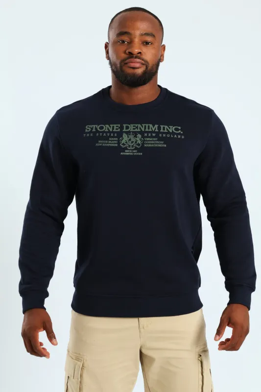 Denim Inc. Crew Fleece Sweat Top - Navy sold by Edgars
