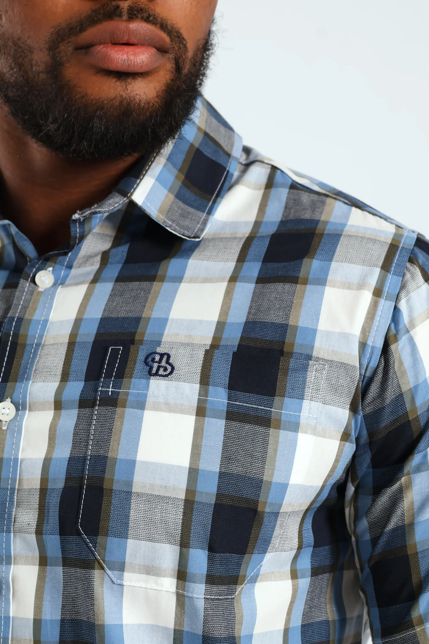 Short Sleeve Check Shirt - Fatigue/Navy sold by Edgars product image thumbnail 2