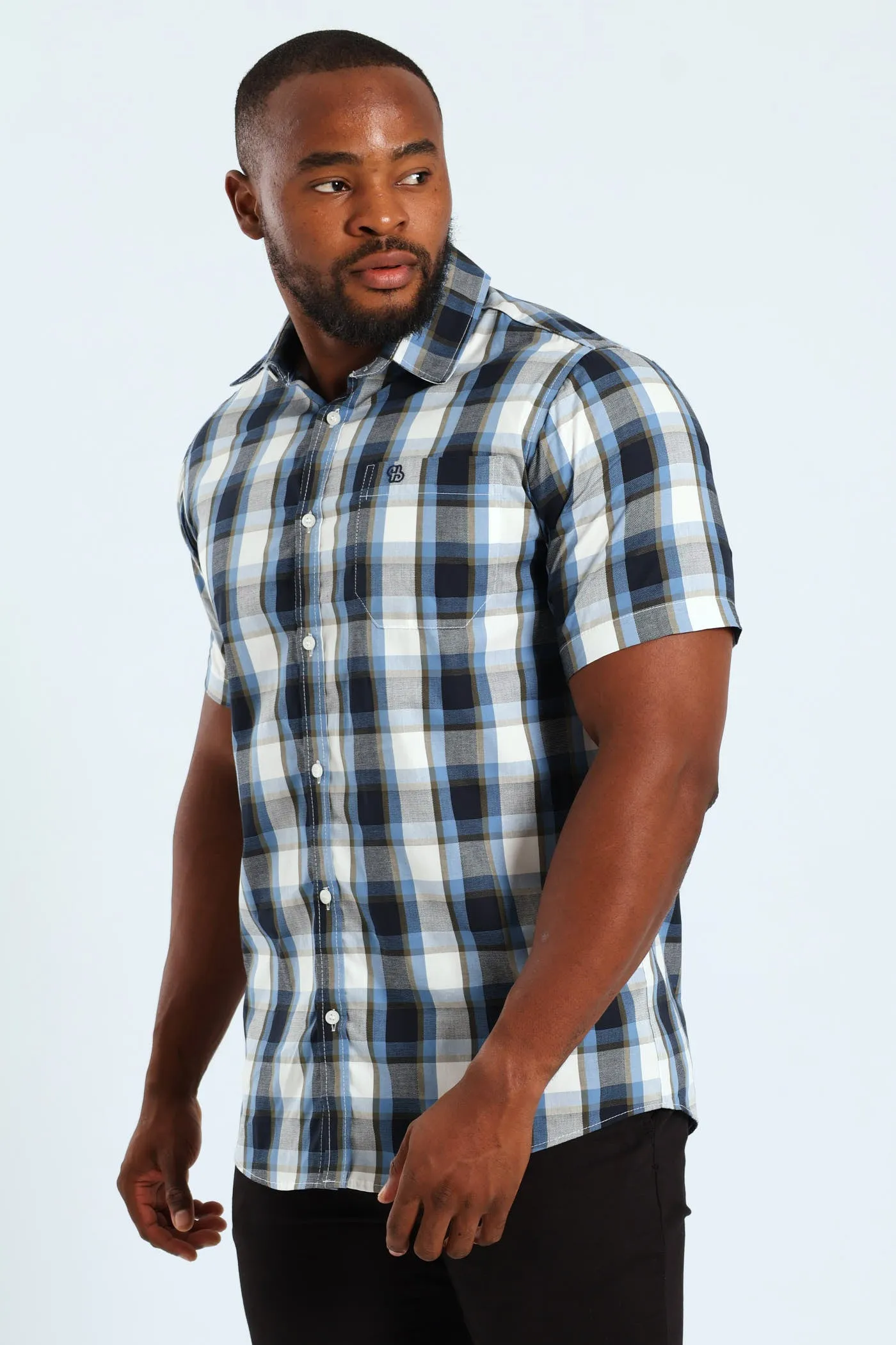 Short Sleeve Check Shirt - Fatigue/Navy sold by Edgars product image thumbnail 4