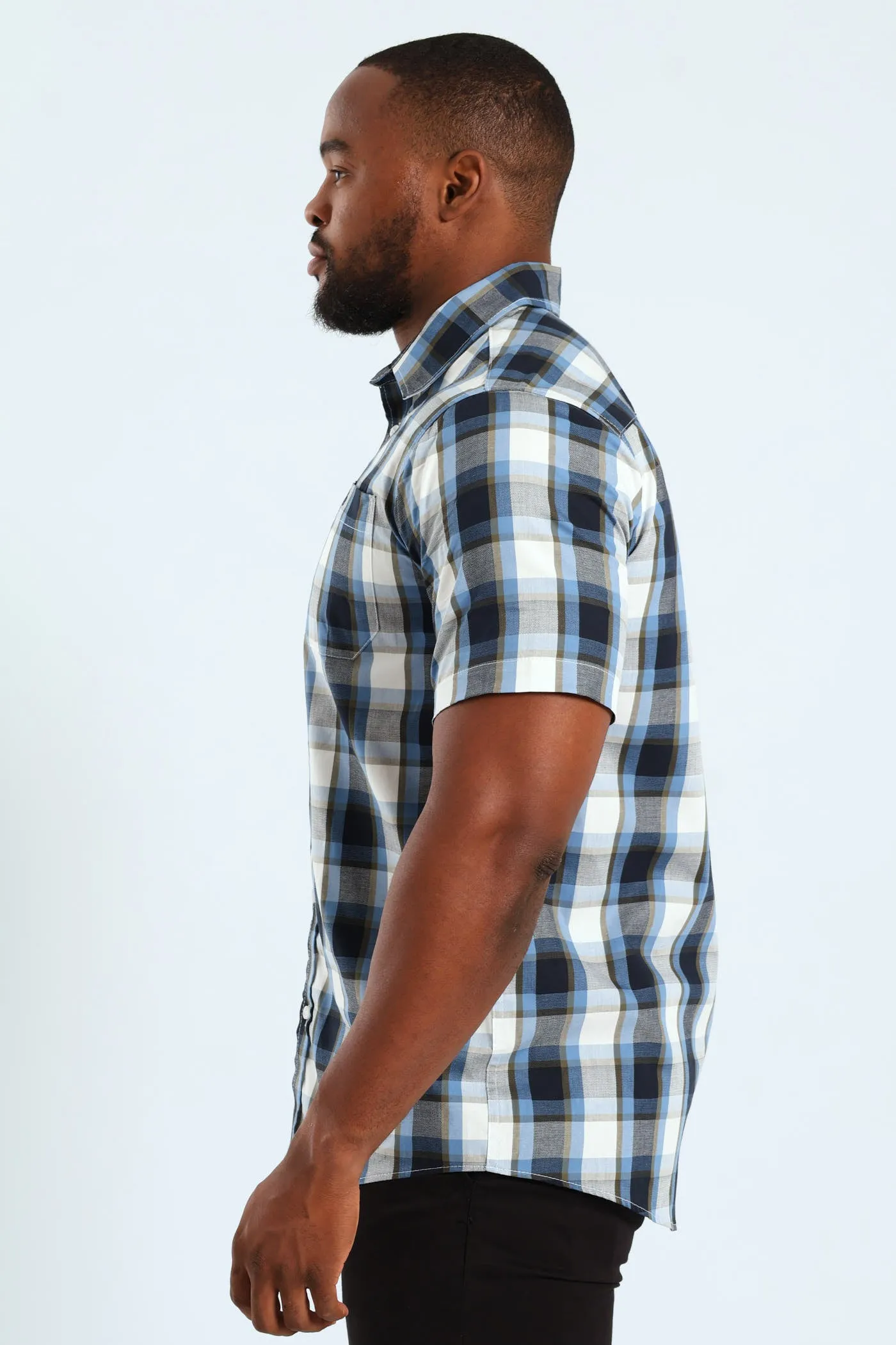Short Sleeve Check Shirt - Fatigue/Navy sold by Edgars product image thumbnail 3