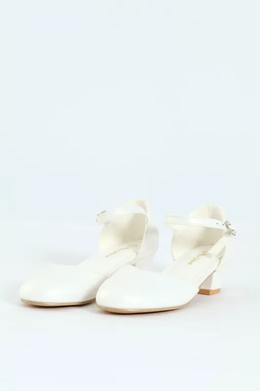Girls Pearly Occasion Heel - White sold by Edgars 