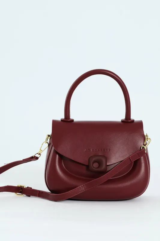 Florence Flap Bag With Top Handle - Burgundy sold by Edgars 