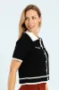 Collared Tipped Cardi - Cream/Black sold by Edgars