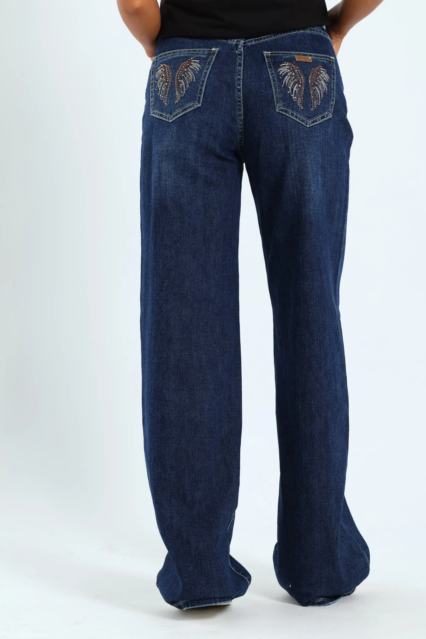 High Waist Wide Leg Denim With Wings On Pocket - Raw Wash sold by Edgars product image thumbnail 5